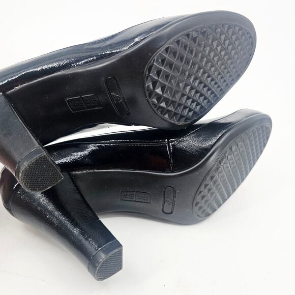 Aerosoles A2 Big Ben Black Pumps High Heel Platform Peep Toe Shoe Size 7.5 - Picture 6 of 9